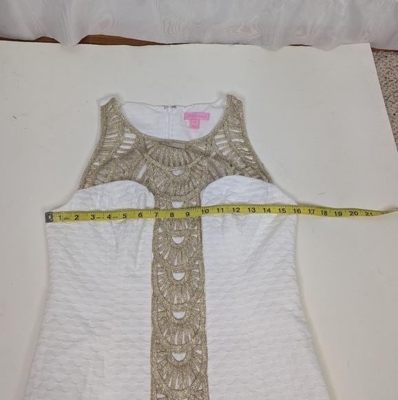 Lilly Pulitzer Tana White Gold Metallic Resort Shift Mini Dress - Picture 7 of 8